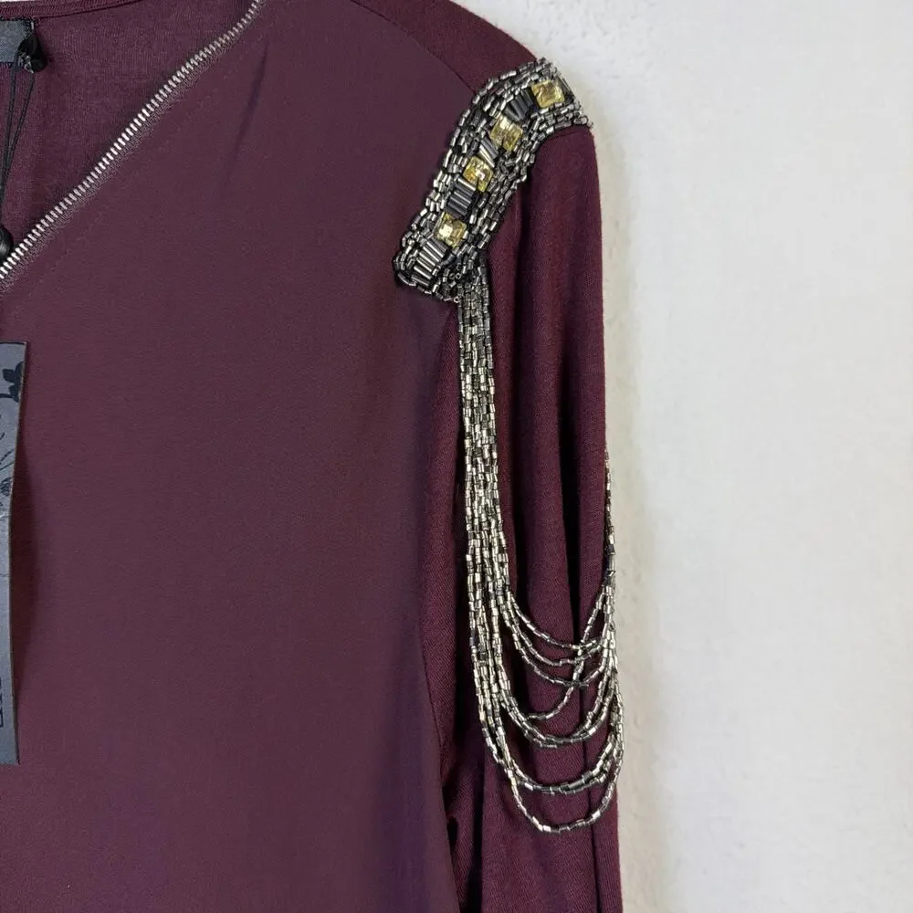 Buckle BKE boutique metal top military utility burgundy medium whimsygoth NWT - Picture 4 of 12